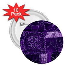 Pretty Purple Patchwork 2 25  Button (10 Pack) by FunWithFibro