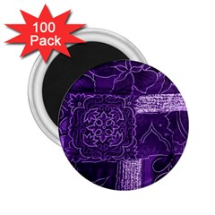 Pretty Purple Patchwork 2 25  Button Magnet (100 Pack) by FunWithFibro