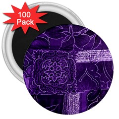 Pretty Purple Patchwork 3  Button Magnet (100 Pack) by FunWithFibro