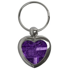 Pretty Purple Patchwork Key Chain (heart) by FunWithFibro