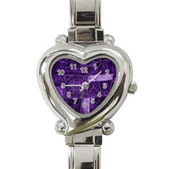 Pretty Purple Patchwork Heart Italian Charm Watch  by FunWithFibro