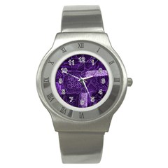 Pretty Purple Patchwork Stainless Steel Watch (slim)