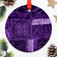 Pretty Purple Patchwork Round Ornament (two Sides) by FunWithFibro