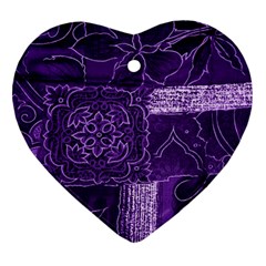 Pretty Purple Patchwork Heart Ornament (two Sides) by FunWithFibro