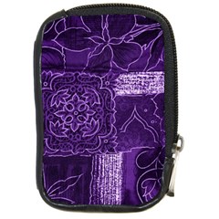 Pretty Purple Patchwork Compact Camera Leather Case by FunWithFibro