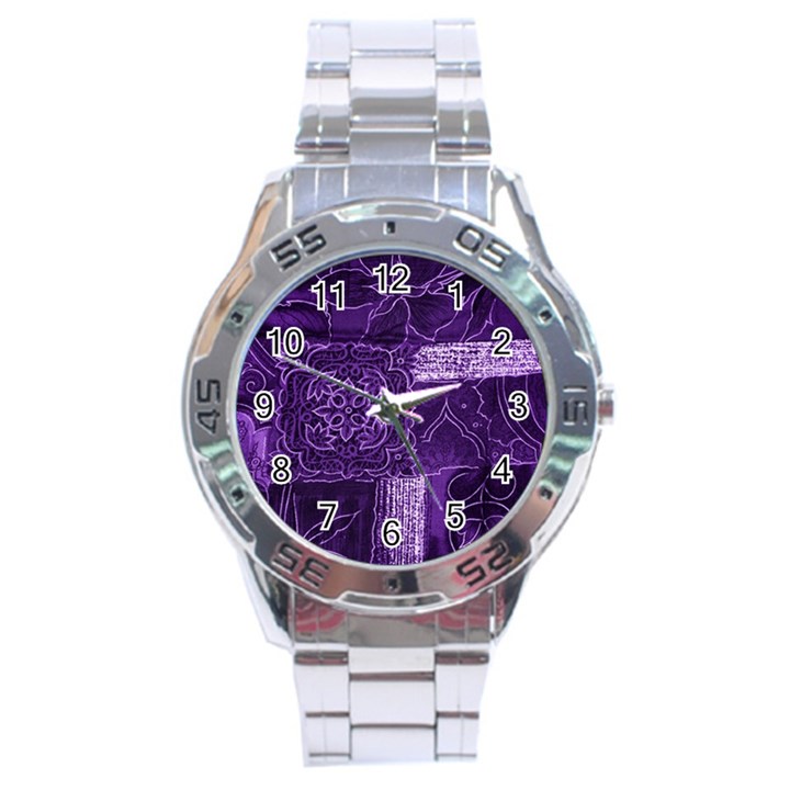 Pretty Purple Patchwork Stainless Steel Watch