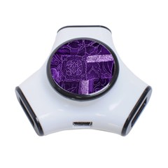 Pretty Purple Patchwork 3 Port Usb Hub