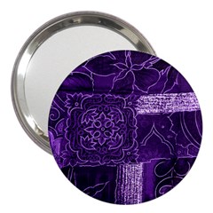 Pretty Purple Patchwork 3  Handbag Mirror