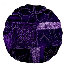 Pretty Purple Patchwork 18  Premium Round Cushion 