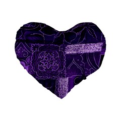 Pretty Purple Patchwork 16  Premium Heart Shape Cushion 