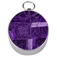 Pretty Purple Patchwork Silver Compass by FunWithFibro