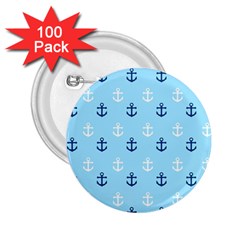 Anchors In Blue And White 2 25  Button (100 Pack)