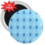 Anchors In Blue And White 3  Button Magnet (10 pack) Front