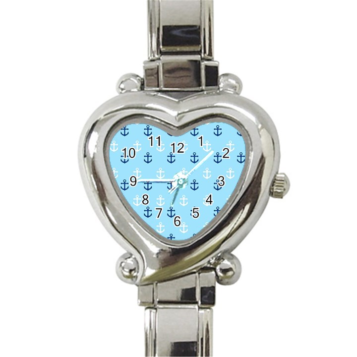 Anchors In Blue And White Heart Italian Charm Watch 