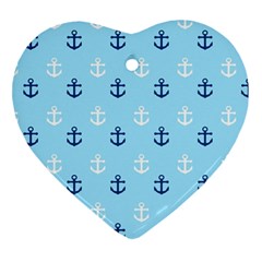 Anchors In Blue And White Heart Ornament (two Sides) by StuffOrSomething