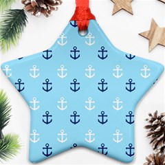 Anchors In Blue And White Star Ornament (two Sides)