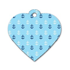 Anchors In Blue And White Dog Tag Heart (one Sided)  by StuffOrSomething