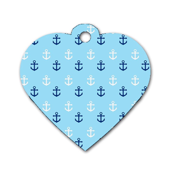 Anchors In Blue And White Dog Tag Heart (Two Sided)