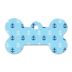 Anchors In Blue And White Dog Tag Bone (one Sided)