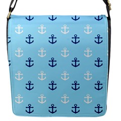 Anchors In Blue And White Flap Closure Messenger Bag (small)