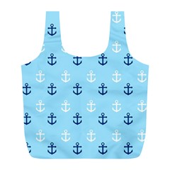 Anchors In Blue And White Reusable Bag (l) by StuffOrSomething