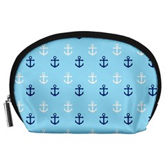 Anchors In Blue And White Accessory Pouch (large)