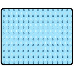 Anchors In Blue And White Double Sided Fleece Blanket (medium)