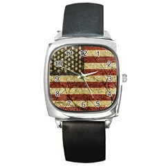 Vinatge American Roots Square Leather Watch by dflcprints