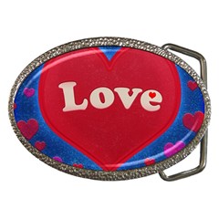 Love Theme Concept  Illustration Motif  Belt Buckle (oval) by dflcprints