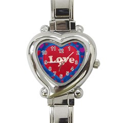 Love Theme Concept  Illustration Motif  Heart Italian Charm Watch  by dflcprints