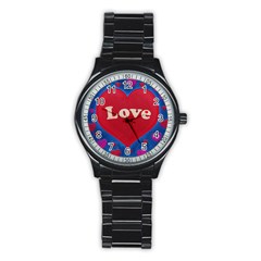 Love Theme Concept  Illustration Motif  Sport Metal Watch (black)