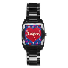 Love Theme Concept  Illustration Motif  Stainless Steel Barrel Watch by dflcprints