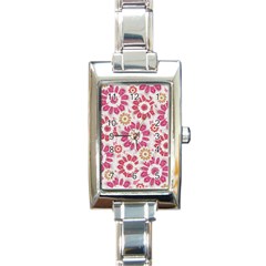 Feminine Flowers Pattern Rectangular Italian Charm Watch