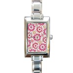 Feminine Flowers Pattern Rectangular Italian Charm Watch Front