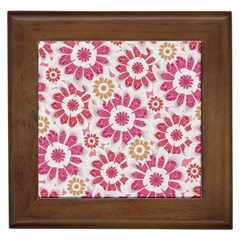 Feminine Flowers Pattern Framed Ceramic Tile by dflcprints