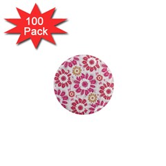 Feminine Flowers Pattern 1  Mini Button Magnet (100 Pack) by dflcprints