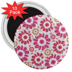 Feminine Flowers Pattern 3  Button Magnet (10 Pack)