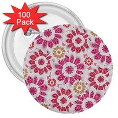 Feminine Flowers Pattern 3  Button (100 Pack) by dflcprints