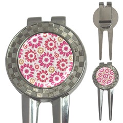 Feminine Flowers Pattern Golf Pitchfork & Ball Marker by dflcprints