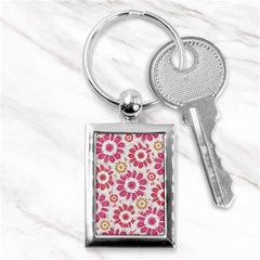 Feminine Flowers Pattern Key Chain (rectangle)