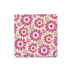 Feminine Flowers Pattern Magnet (square) by dflcprints