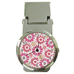 Feminine Flowers Pattern Money Clip With Watch