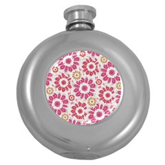 Feminine Flowers Pattern Hip Flask (round) by dflcprints