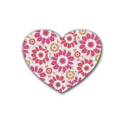 Feminine Flowers Pattern Drink Coasters (heart) by dflcprints