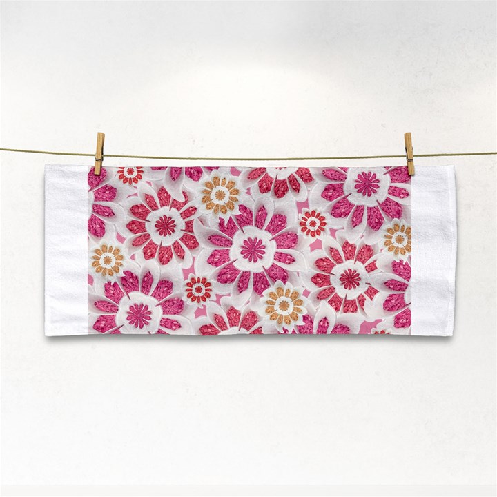 Feminine Flowers Pattern Hand Towel