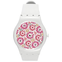 Feminine Flowers Pattern Plastic Sport Watch (medium)