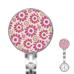 Feminine Flowers Pattern Stainless Steel Nurses Watch by dflcprints