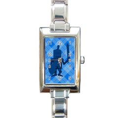 Blue Knight On Plaid Rectangular Italian Charm Watch by StuffOrSomething