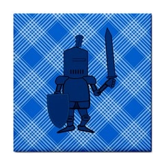 Blue Knight On Plaid Ceramic Tile by StuffOrSomething