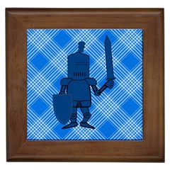 Blue Knight On Plaid Framed Ceramic Tile by StuffOrSomething